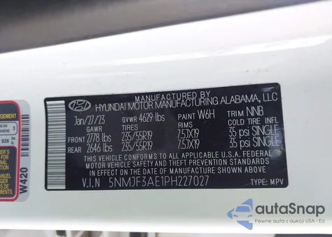 2023 Hyundai Tucson Sel from USA, damaged, VIN 5NMJF3AE1PH227027